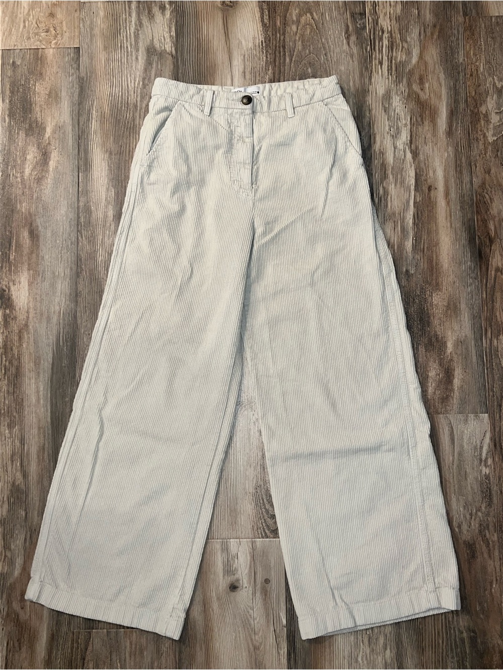Zara Cream Wide-Leg Corduroy Pants 100% Cotton
